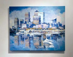London III, Original 80 x 100 Oil Painting, Modern Abstract Cityscape