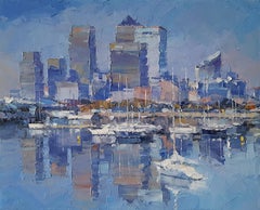 London III, Original 80 x 100 Oil Painting, Modern Abstract Cityscape