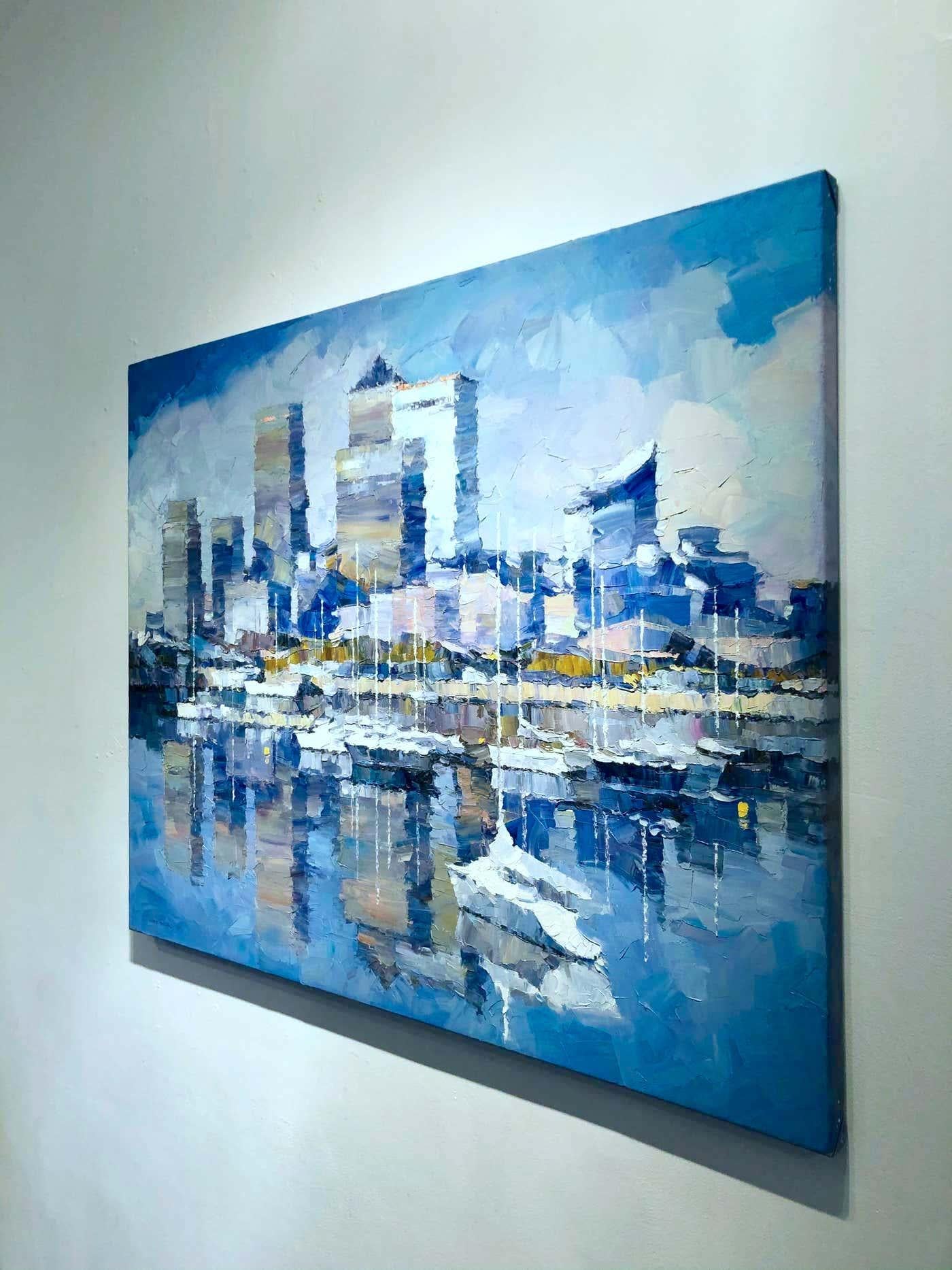 London III- Original modern abstract cityscape-oil paintings-contemporary art - Abstract Expressionist Painting by Alex Hook Krioutchkov