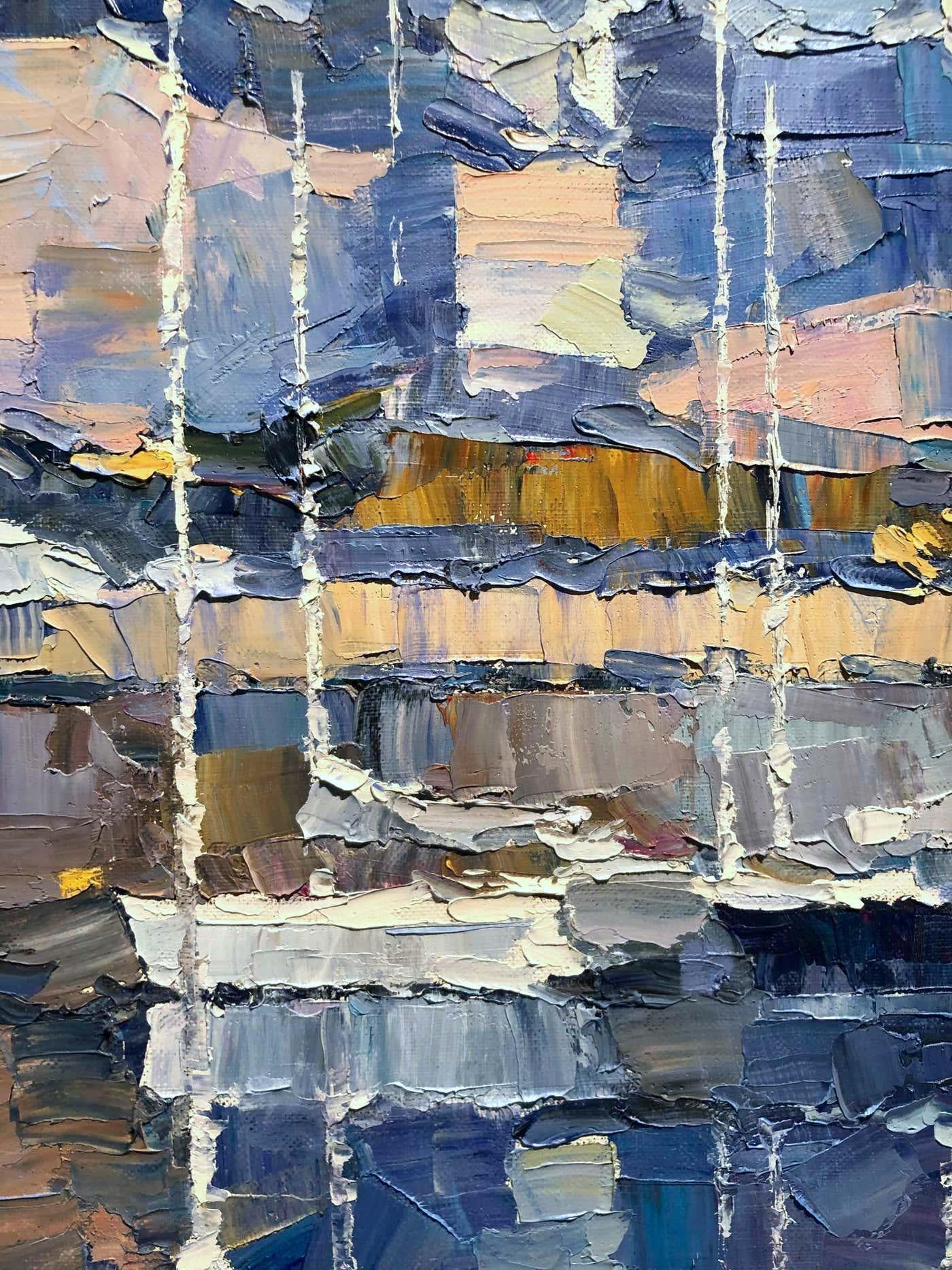 London III- Original modern abstract cityscape-oil paintings-contemporary art - Gray Landscape Painting by Alex Hook Krioutchkov