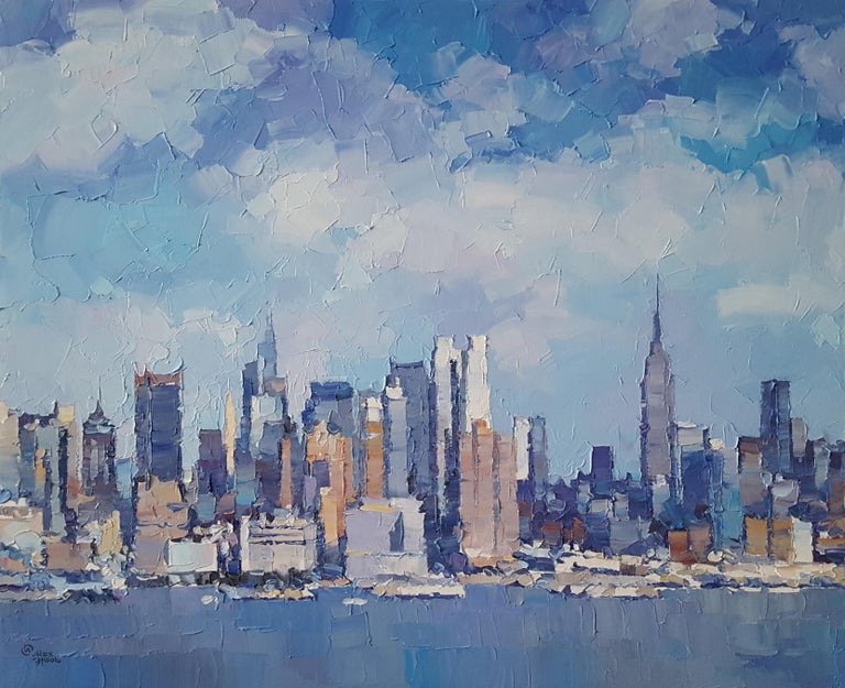 Alex Hook Krioutchkov Abstract Painting - New York City 12 - abstract landscape blue sea oil painting modern contemporary