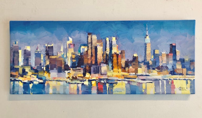 NYC IXI - abstraction New york City landscape painting contemporary architecture - Painting by Alex Hook Krioutchkov