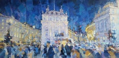 Piccadilly at Night - Cityscape urban landscape London oil painting contemporary