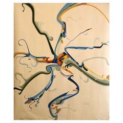 Alex Janvier - Peinture acrylique sur toile « Lake Shore Life » moderne, 1979, non encadrée