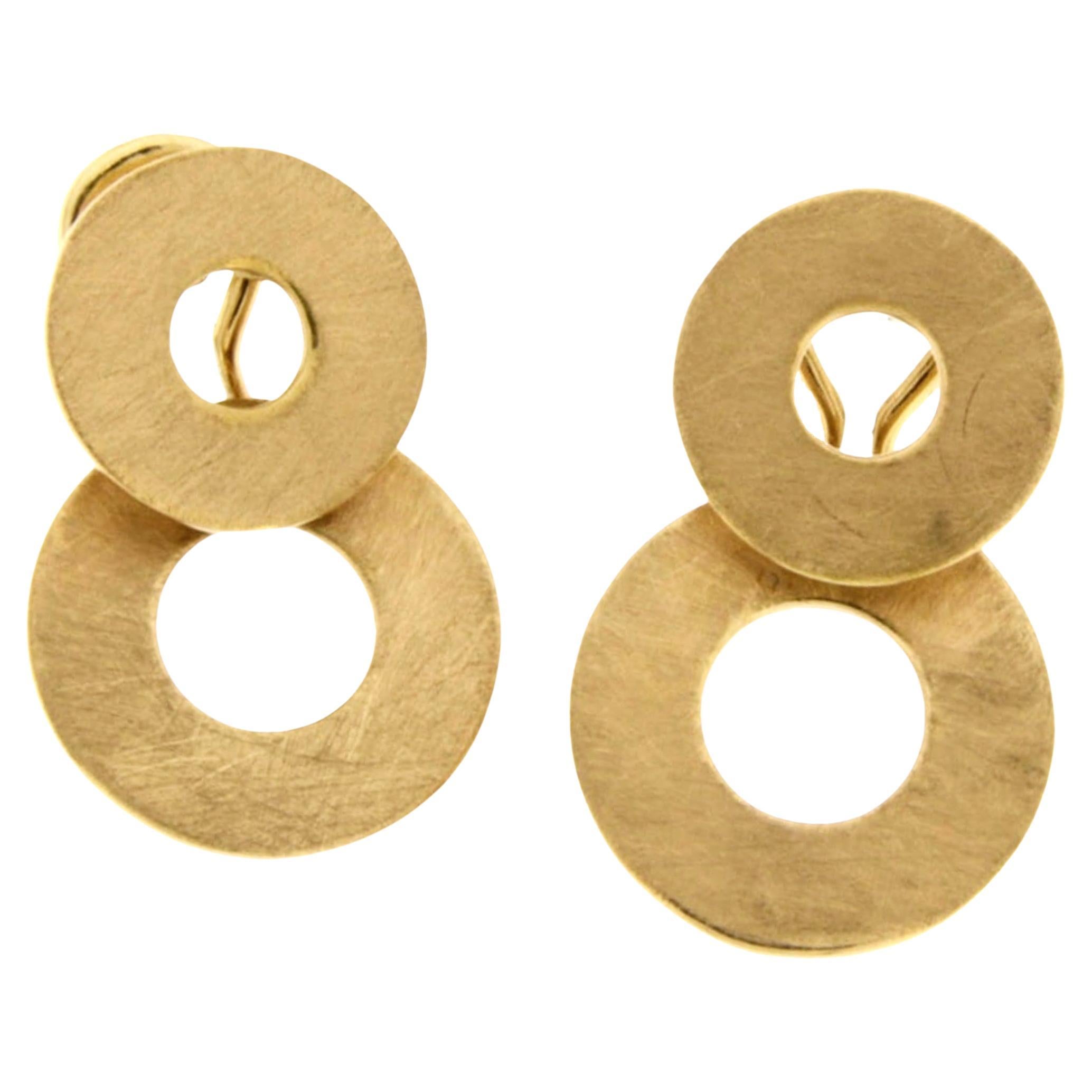 Alex Jona 18 Karat Brushed Rose Gold Dangle Clip-on Earring Pendants For Sale