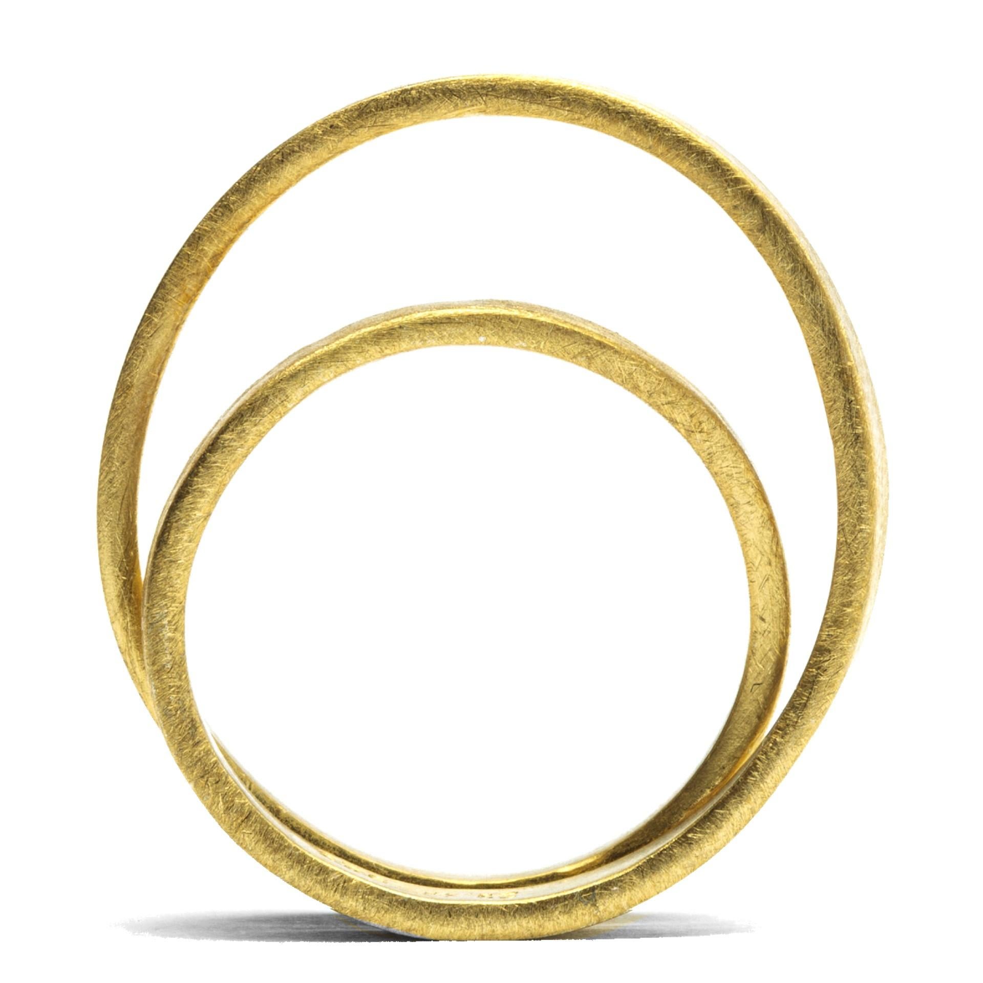 Alex Jona 18 Karat mattierter Gelbgold Doppelkreis-Ring (Zeitgenössisch) im Angebot