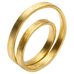 Alex Jona 18 Karat Frosted Yellow Gold Double Circle Ring