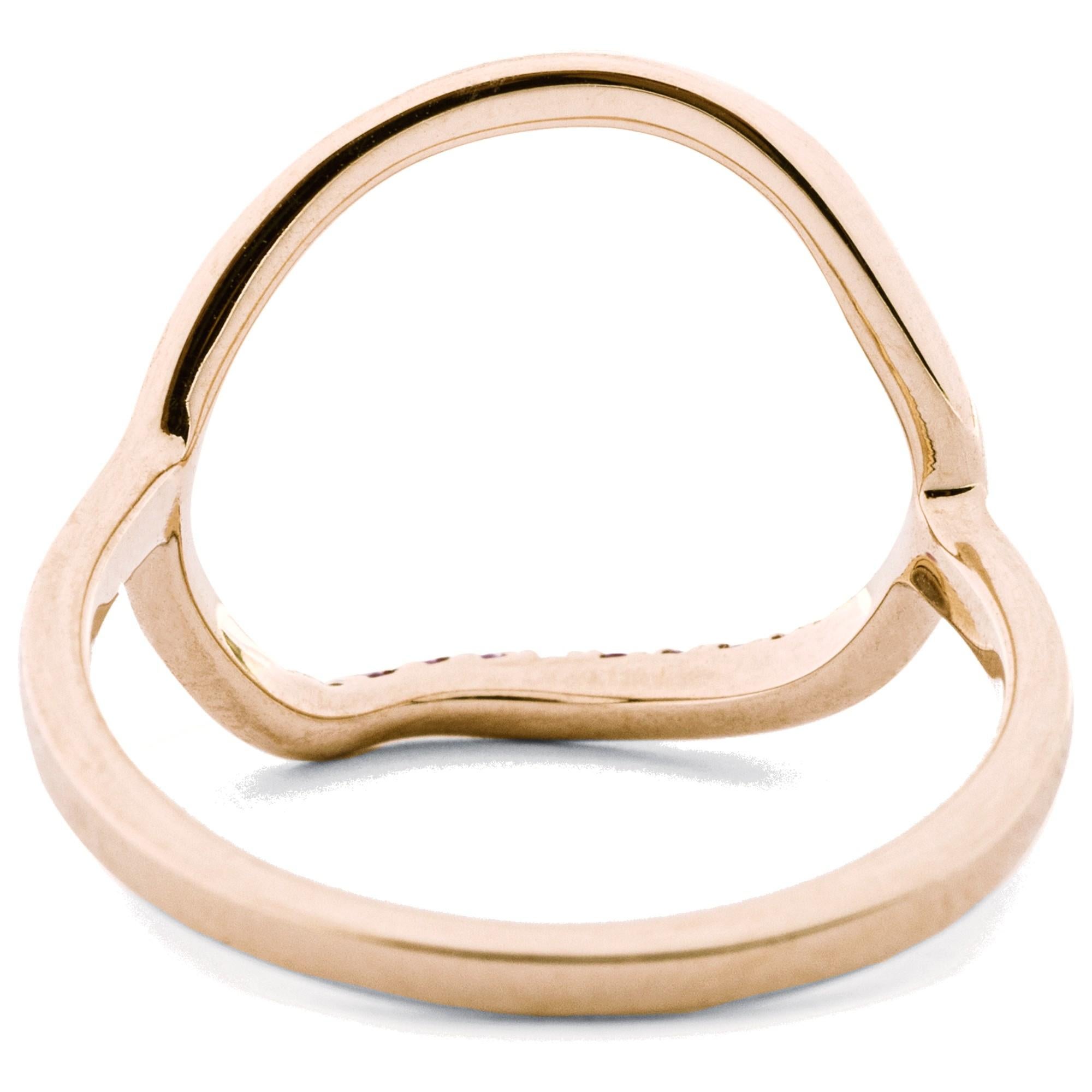 Alex Jona 18 Karat Rose Gold Blue Sapphire Open Circle Hoop Ring For Sale 4