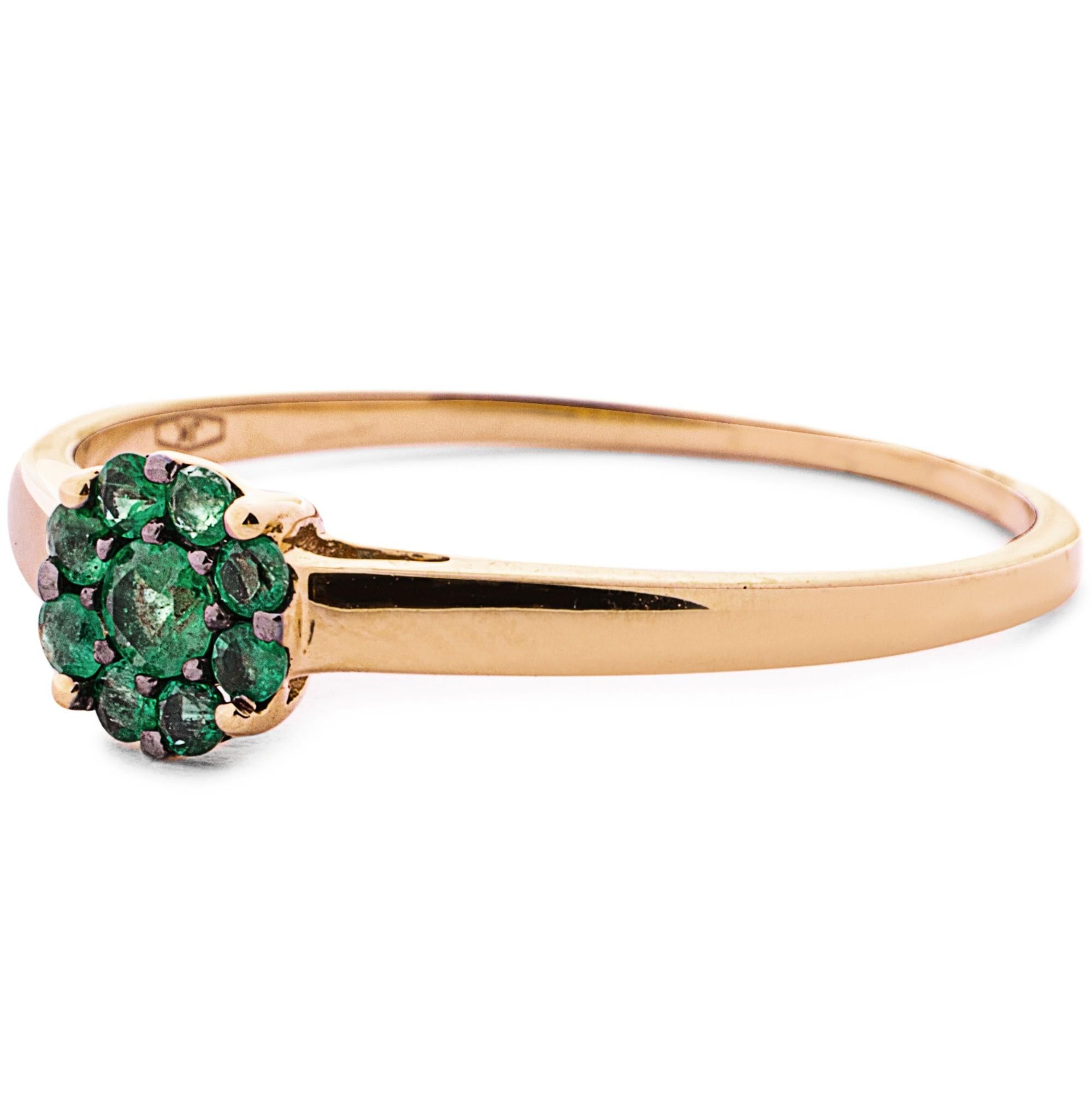 Taille ronde Alex Jona Or rose 18 carats  Anneau d'émeraude en vente