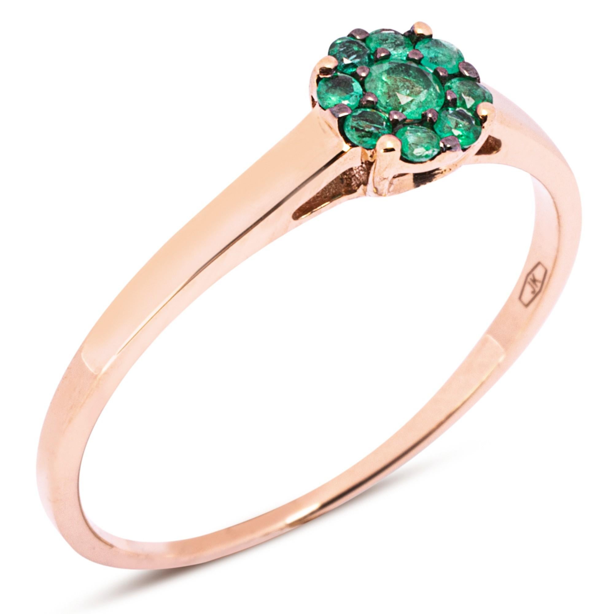 Contemporary Alex Jona 18 Karat Rose Gold  Emerald Ring For Sale