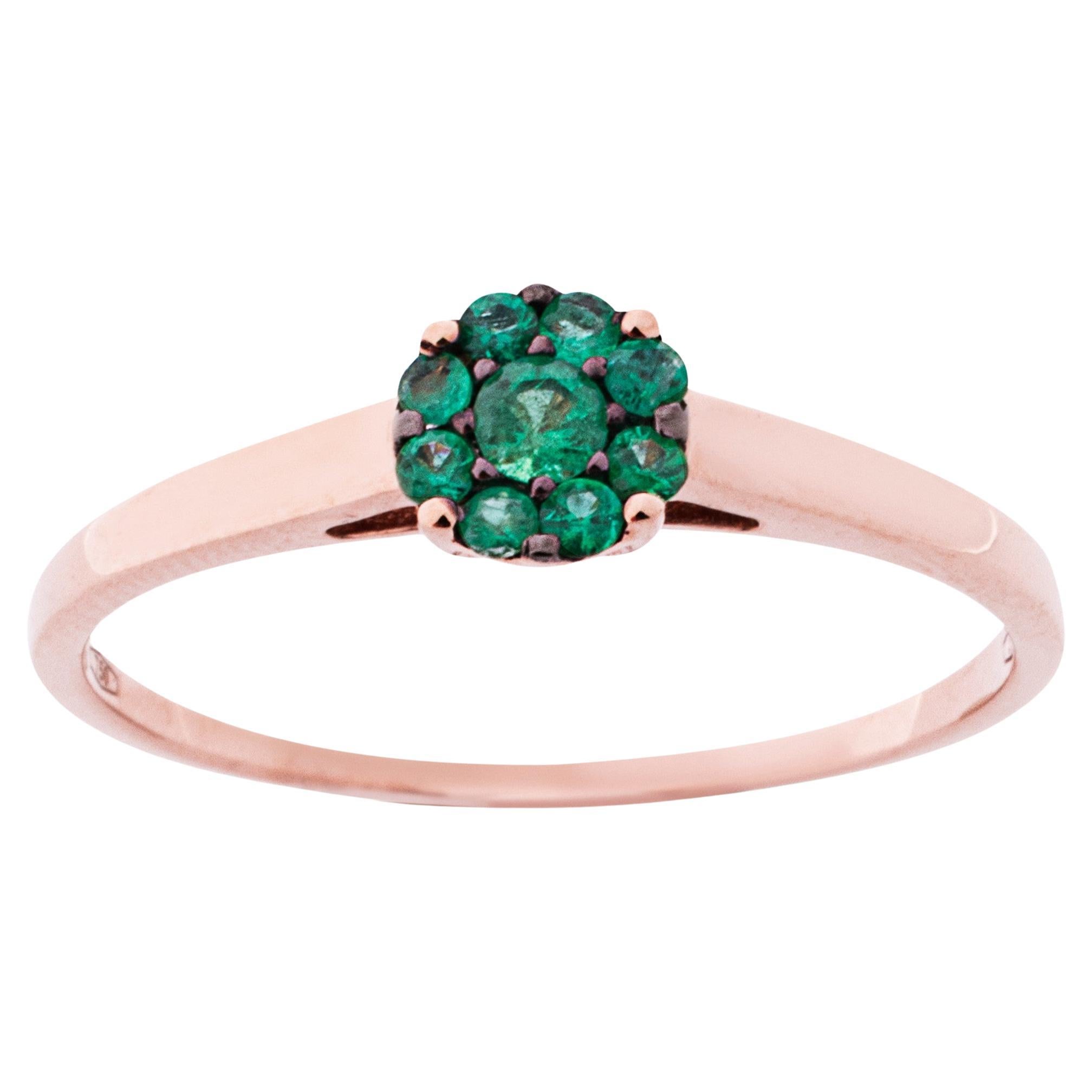Alex Jona 18 Karat Rose Gold  Emerald Ring For Sale