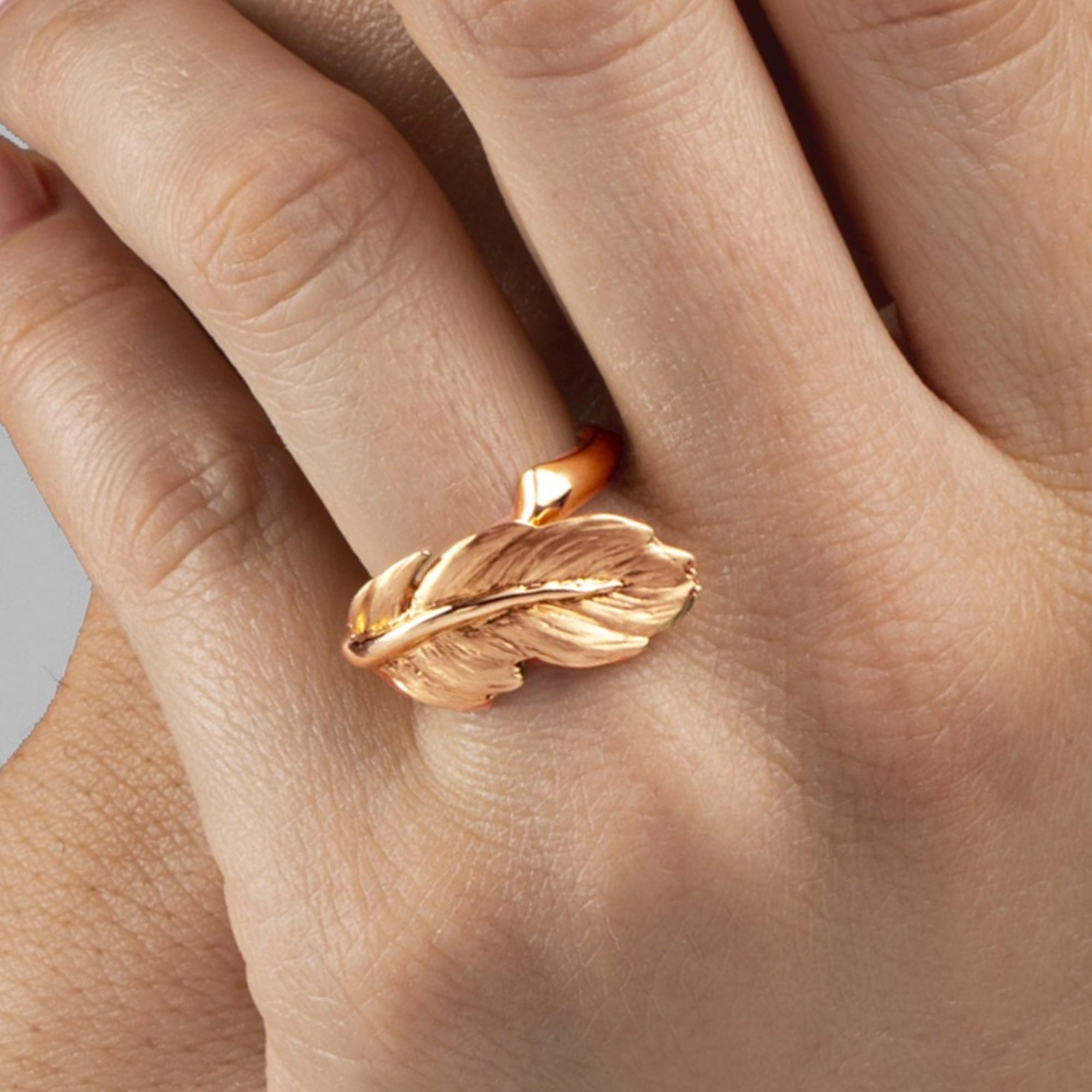 Alex Jona 18 Karat Rose Gold Feather Ring In New Condition For Sale In Torino, IT