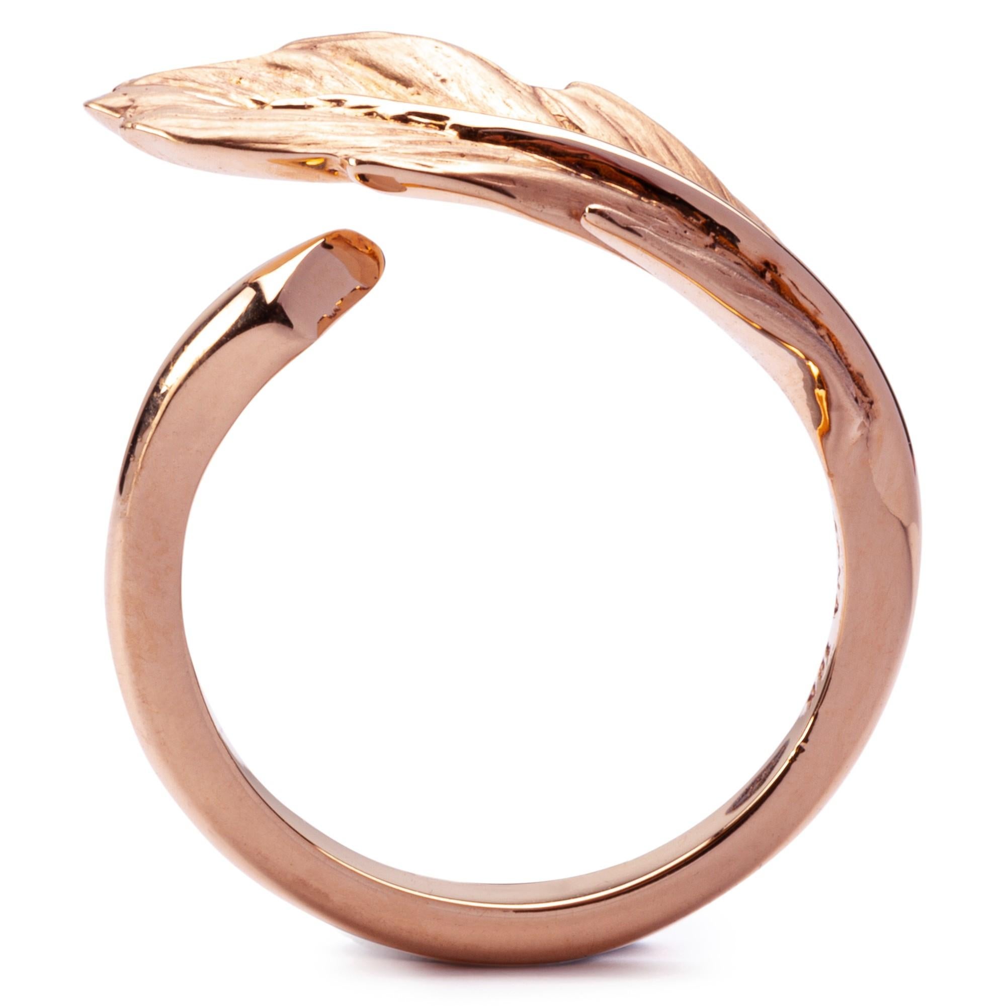 Alex Jona 18 Karat Rose Gold Feather Ring For Sale 1