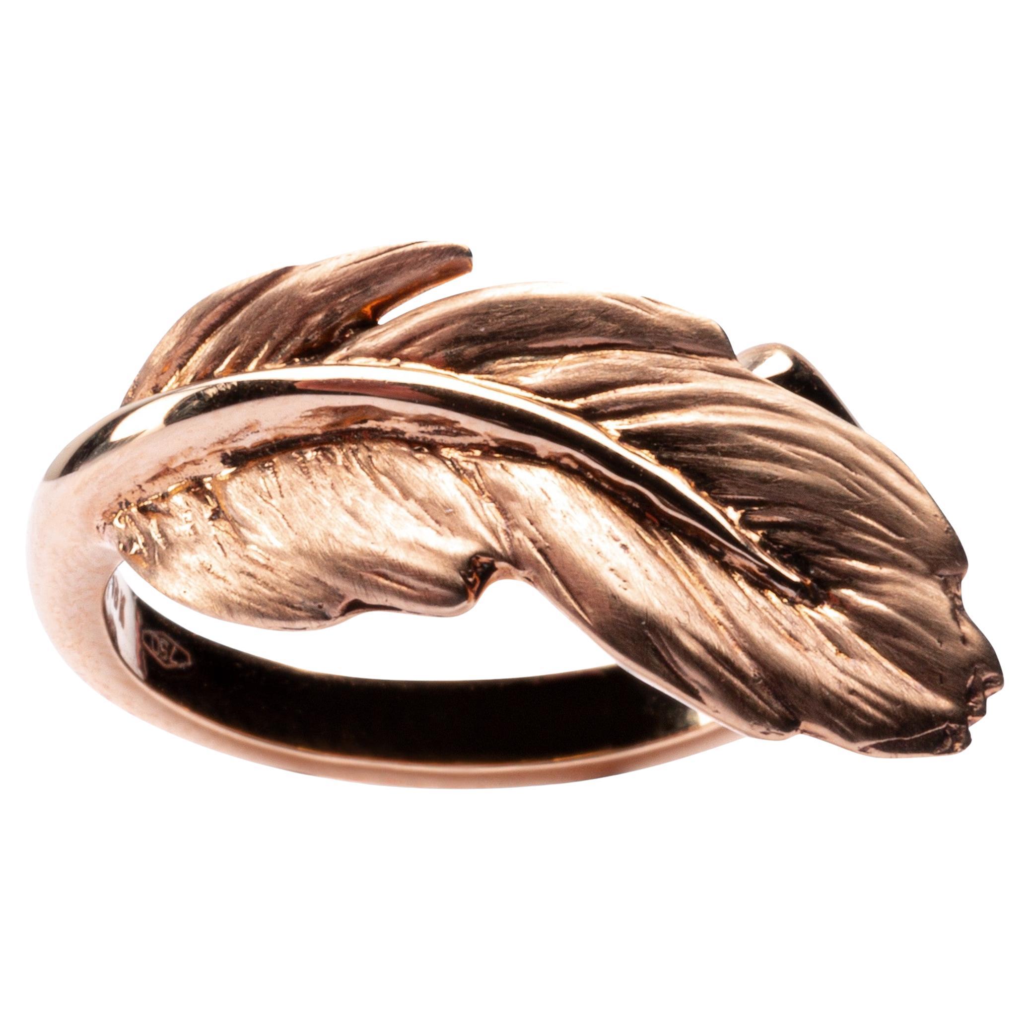 Alex Jona 18 Karat Rose Gold Feather Ring