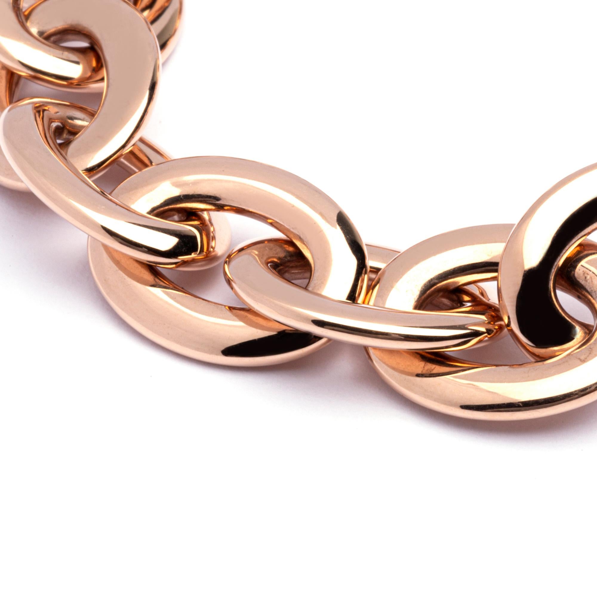 Women's or Men's Alex Jona 18 Karat Rose Gold Link Chain Bracelet For Sale