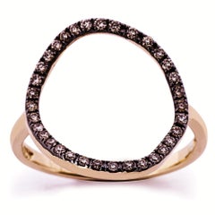 Alex Jona 18 Karat Rose Gold Open Circle Brown Diamond Ring