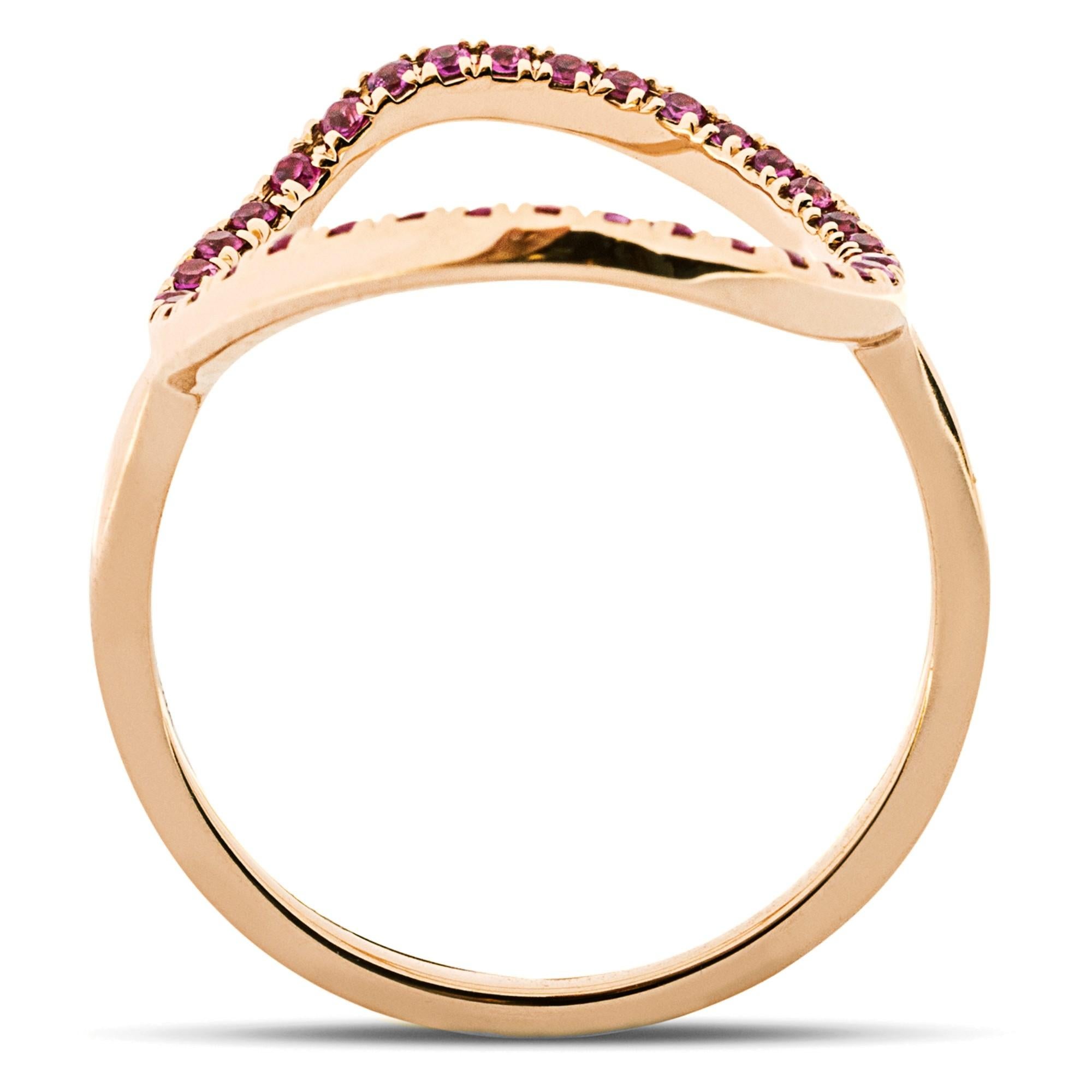 Alex Jona 18 Karat Rose Gold Pink Sapphire Open Circle Hoop Ring For Sale 2