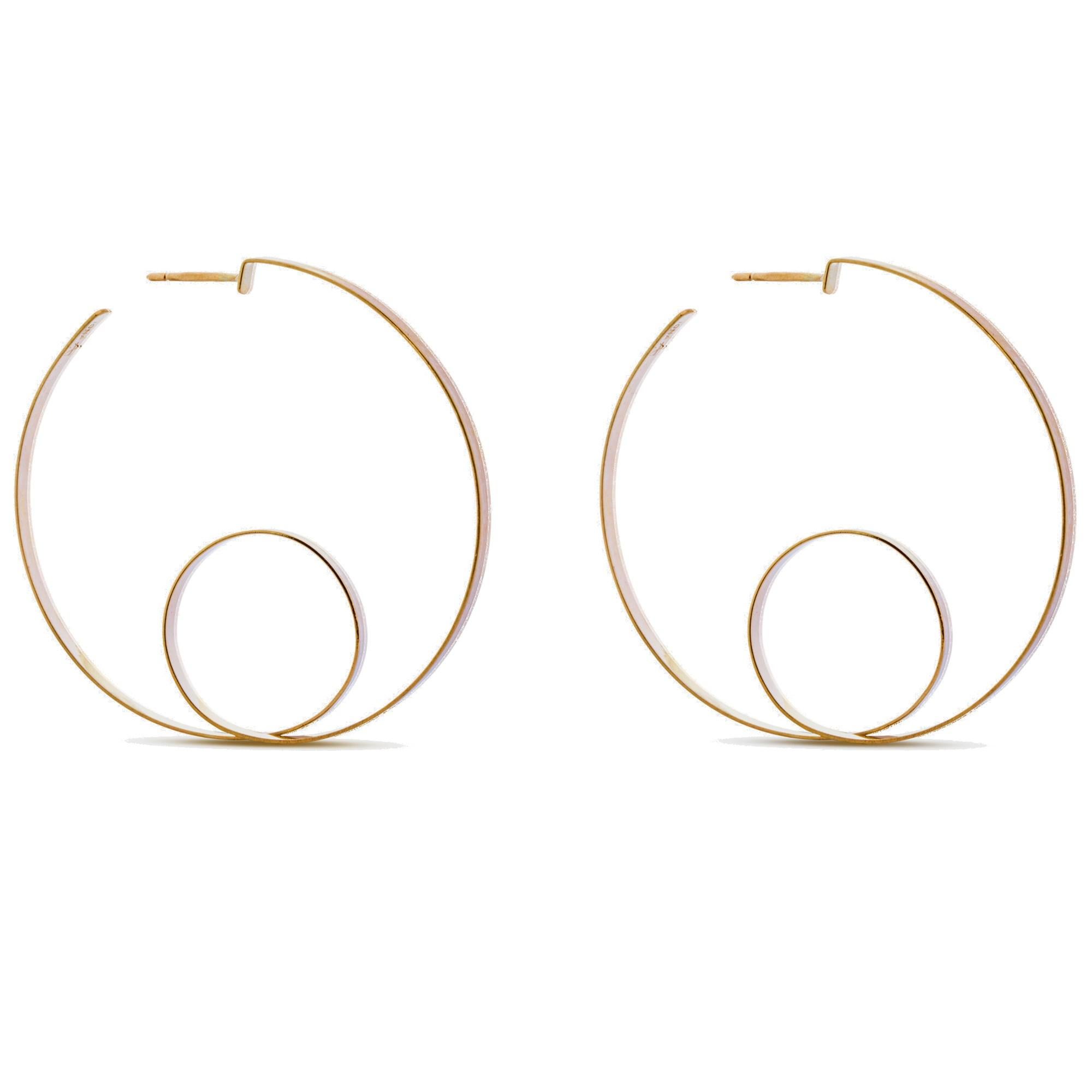 Alex Jona 18 Karat Satin Brushed Yellow Gold Double Circle Earrings In New Condition For Sale In Torino, IT