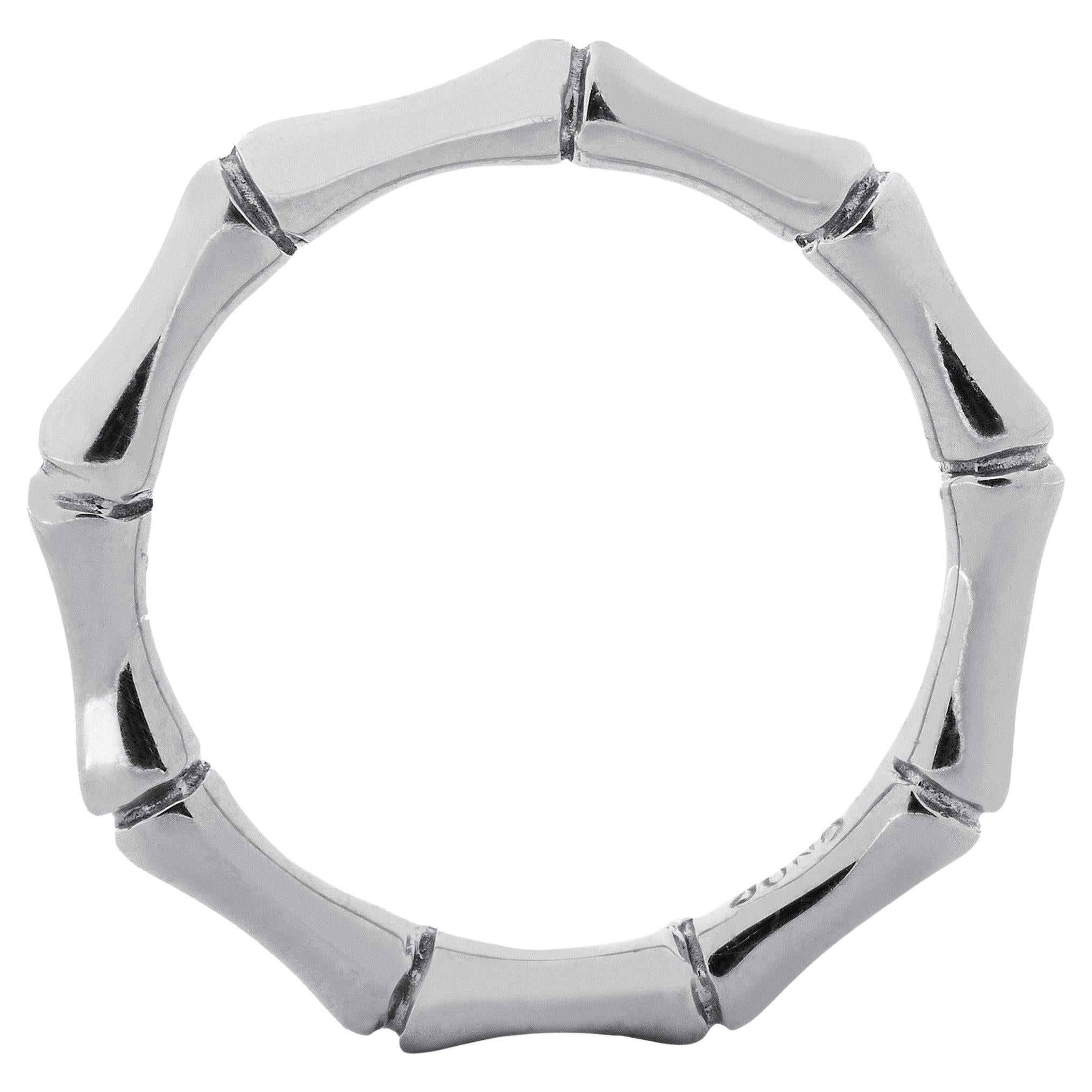 Alex Jona 18 Karat White Gold Bamboo Band Ring For Sale