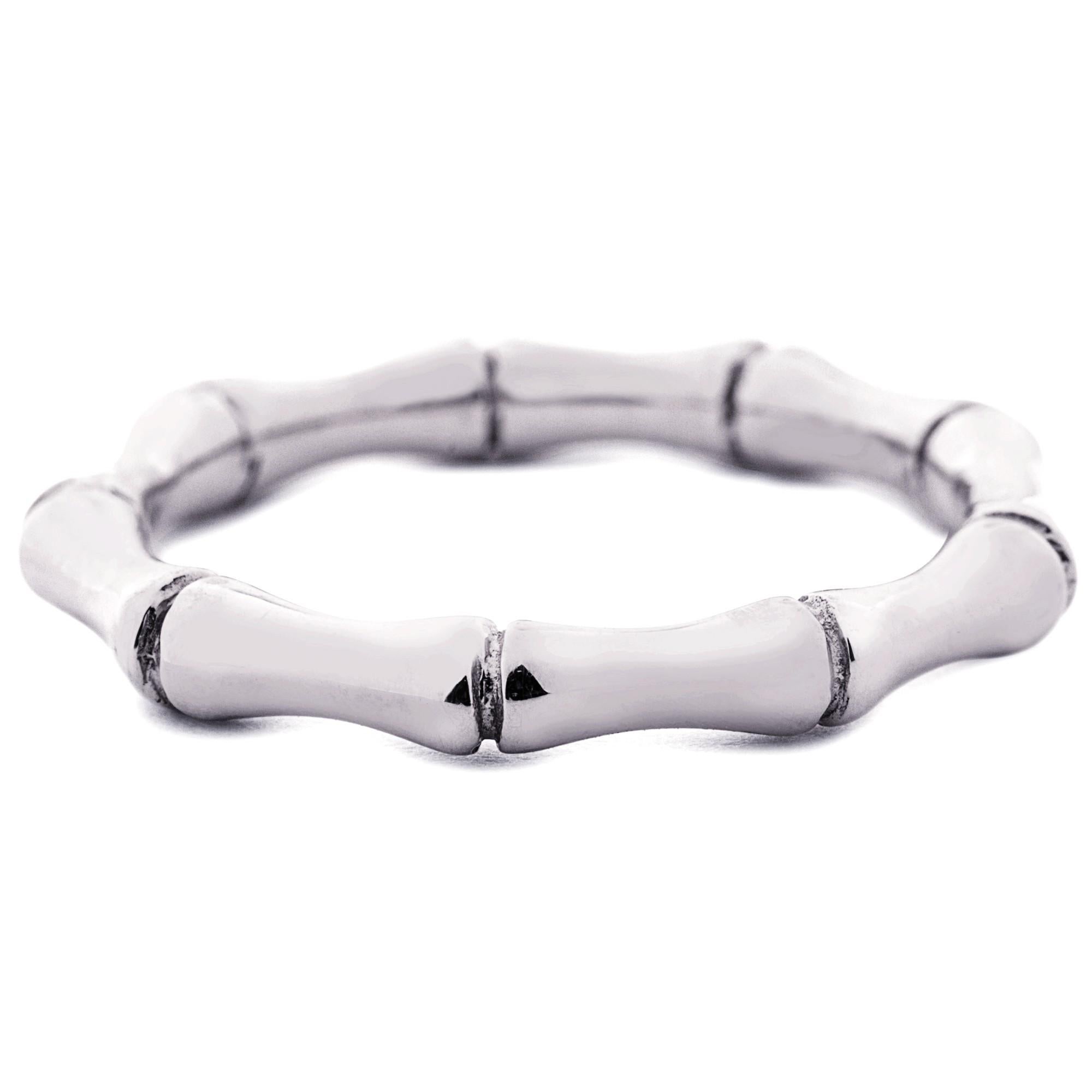 Women's Alex Jona 18 Karat White Gold Bamboo Band Ring For Sale