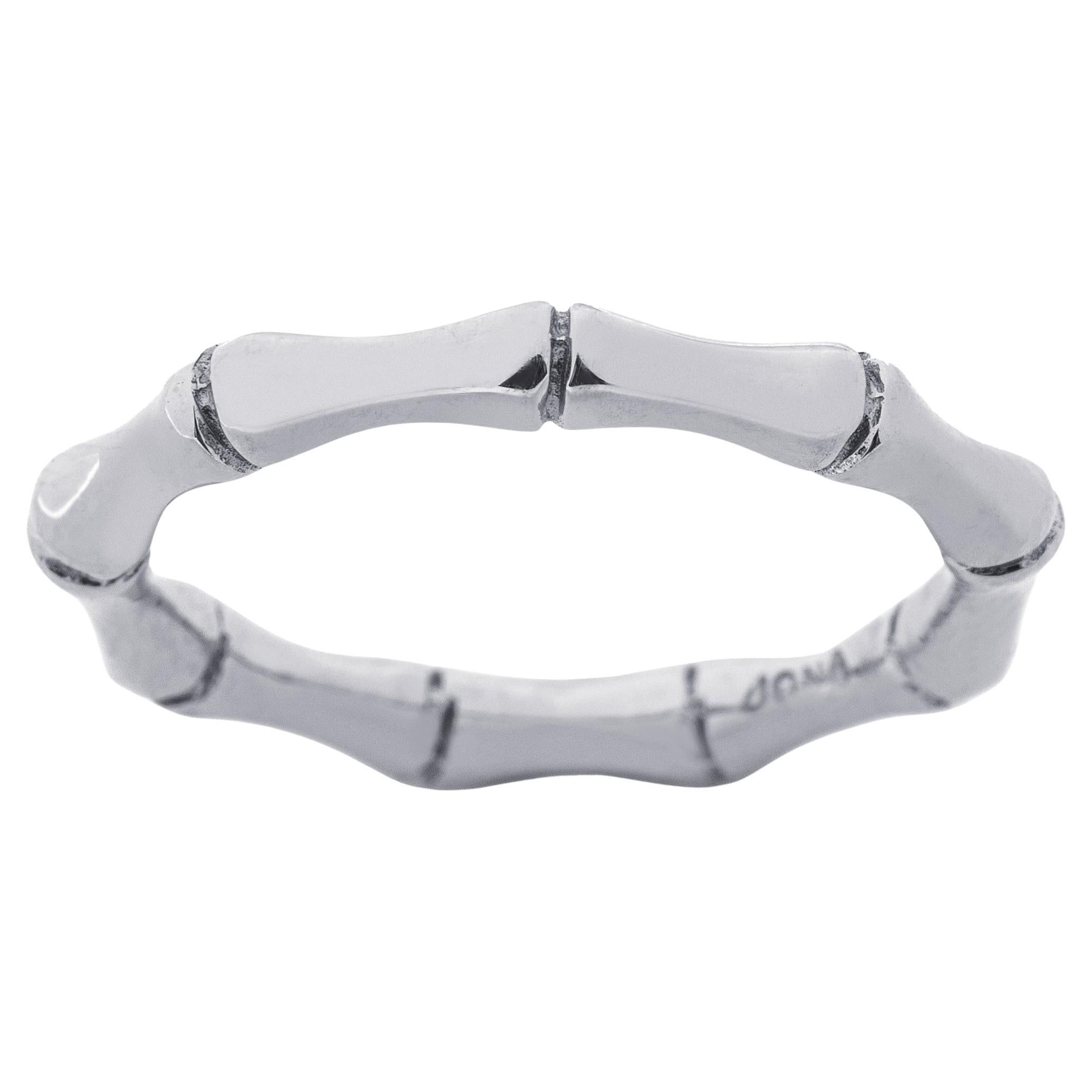 Alex Jona design collection, hand crafted in Italy, 18 Karat white gold bamboo band ring.  

Alex Jona jewels stand out, not only for their special design and for the excellent quality of the gemstones, but also for the careful attention given to