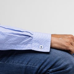 Gemelos Alex Jona de oro blanco de 18 quilates con zafiro azul