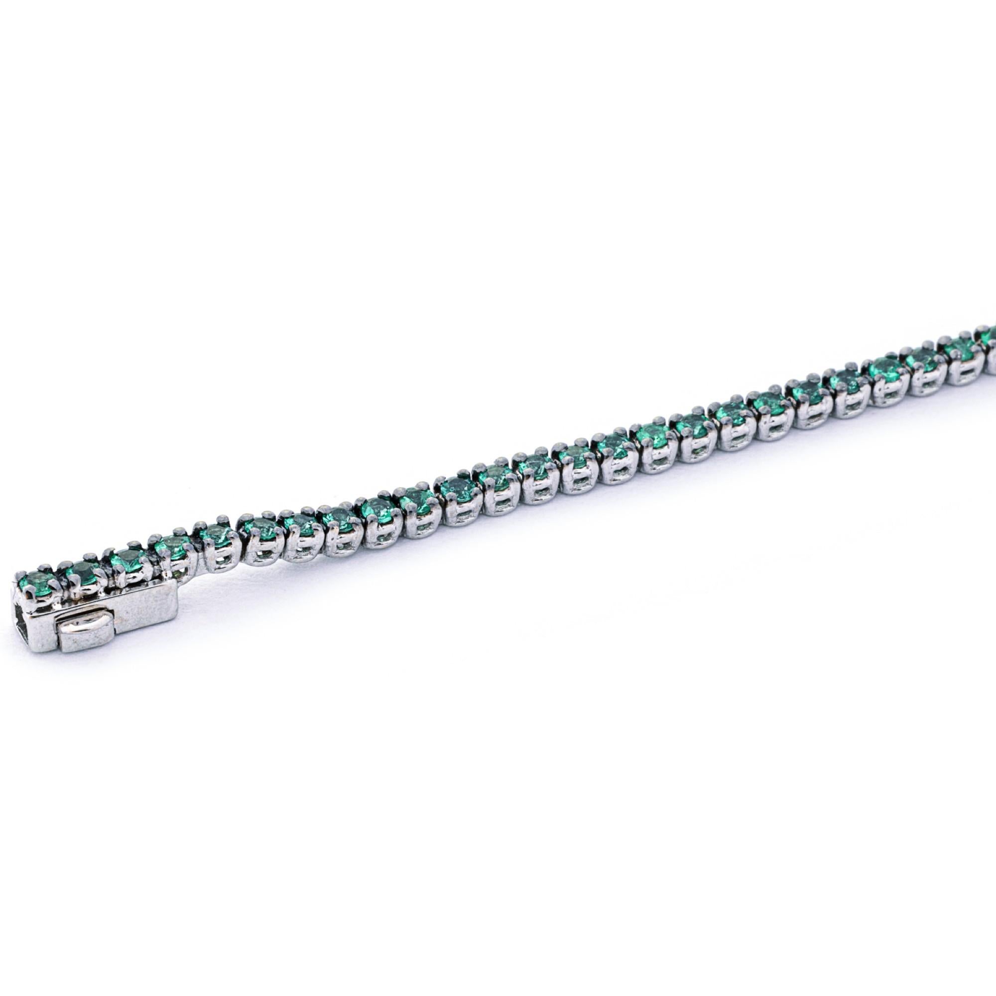  Alex Jona 18 Karat White Gold Emerald Tennis Bracelet For Sale 1