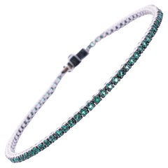 Bracciale Tennis Alex Jona in oro bianco 18 carati con smeraldo