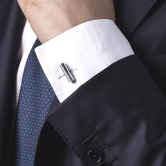 Alex Jona 18 Karat White Gold Engraved Cylinder Cufflinks