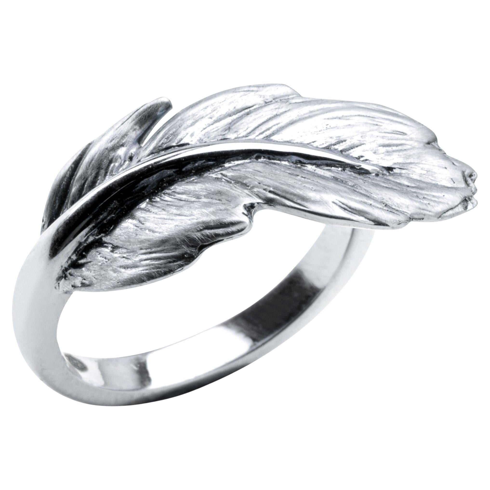 Alex Jona, bague en forme de plume en or blanc 18 carats