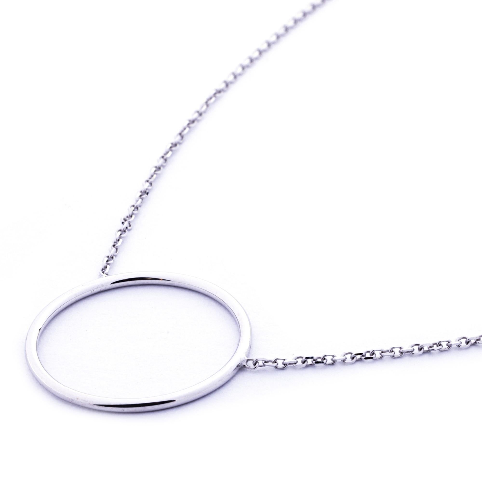 Alex Jona 18 Karat White Gold Hoop Chain Necklace In New Condition For Sale In Torino, IT