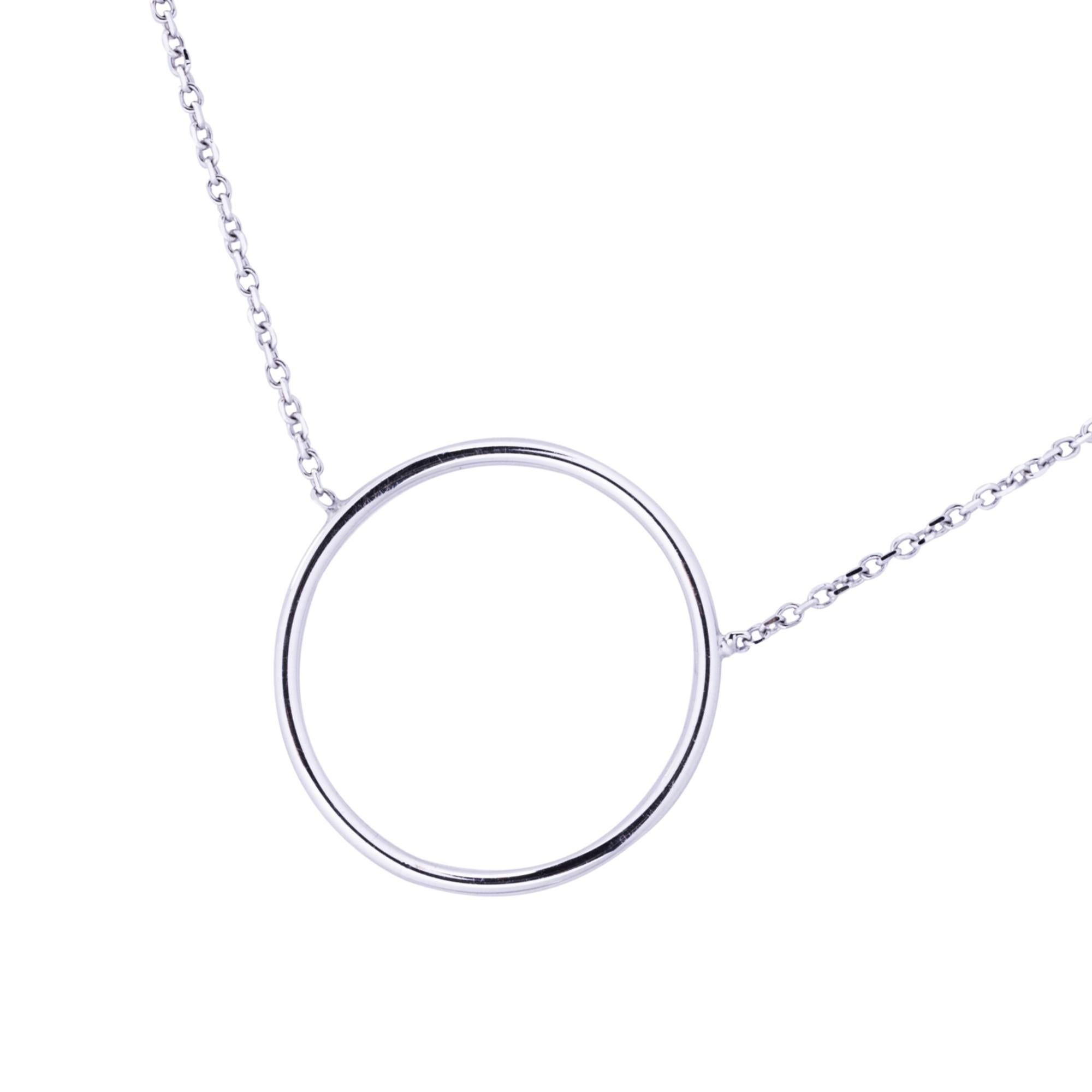 Women's Alex Jona 18 Karat White Gold Hoop Chain Necklace For Sale