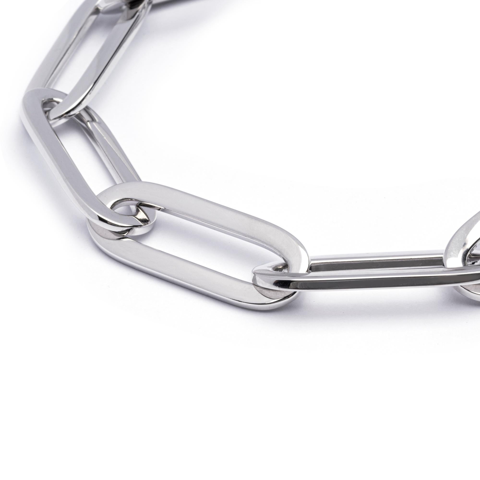 Alex Jona 18 Karat White Gold Link Chain Bracelet In New Condition For Sale In Lugano, CH