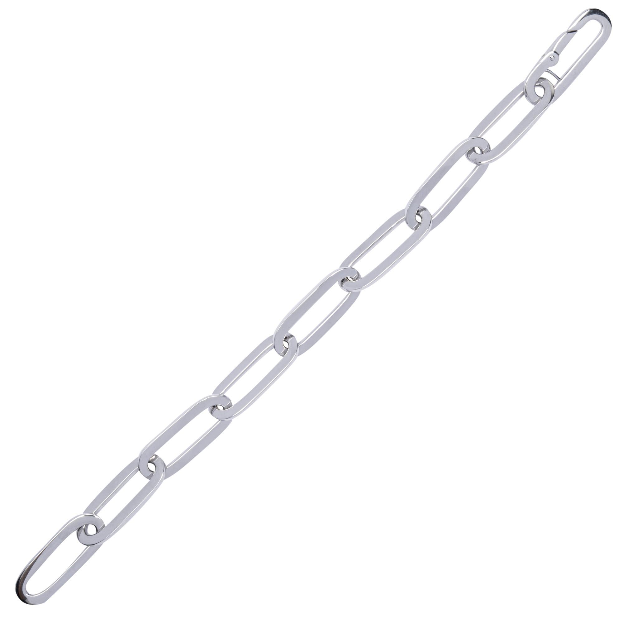 Women's or Men's Alex Jona 18 Karat White Gold Link Chain Bracelet For Sale