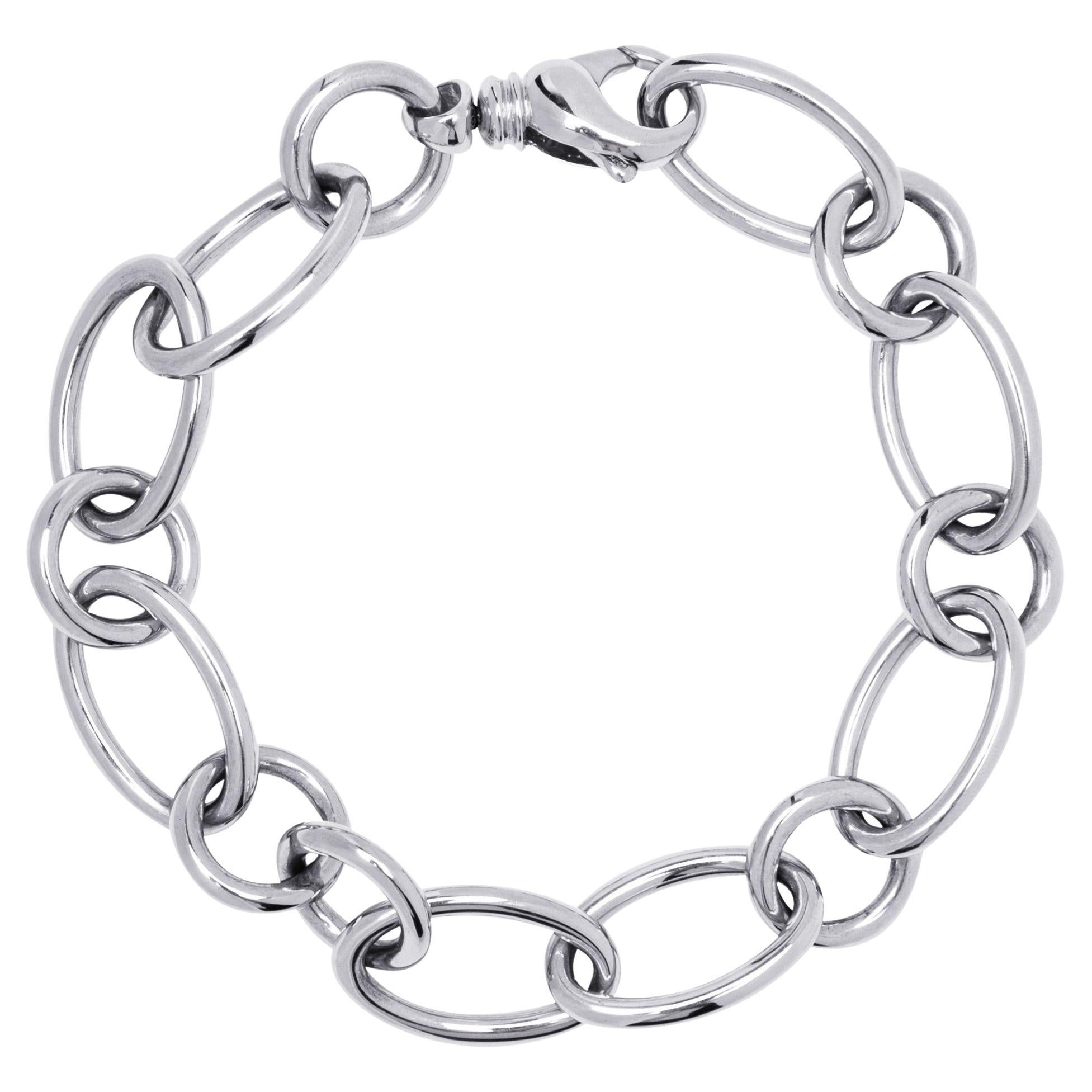 Alex Jona 18 Karat White Gold Link Chain Bracelet