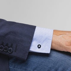 Gemelos de botón de ónix y cristal de roca de oro blanco de 18 quilates Alex Jona