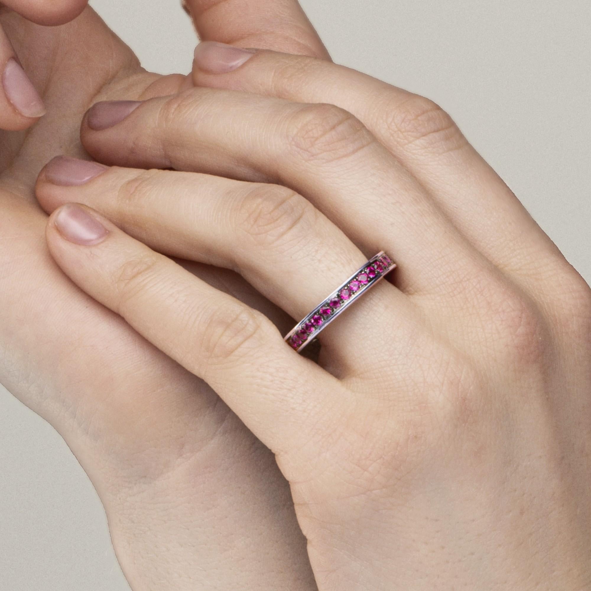 Round Cut Alex Jona 18 Karat White Gold Ruby Eternity Band Ring For Sale