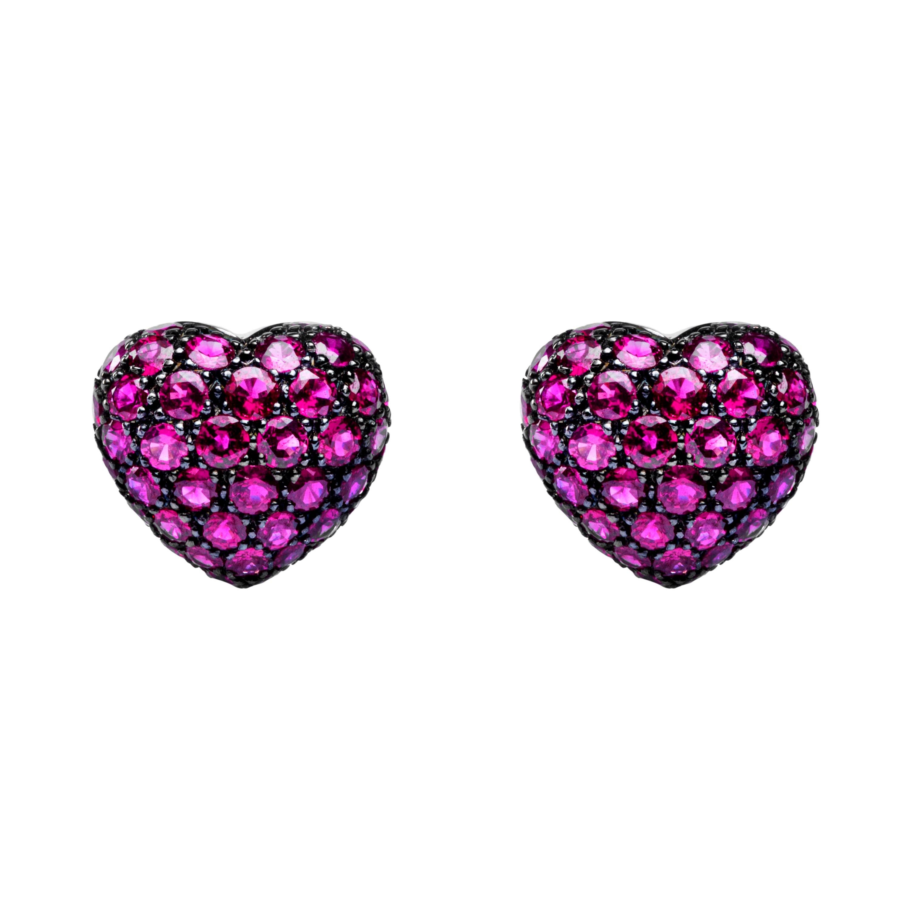Alex Jona 18 Karat White Gold Ruby Heart Clip-On Earrings For Sale