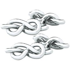 Alex Jona 18 Karat White Gold Savoia Knot Cufflinks
