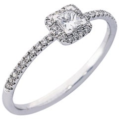 Alex Jona 18 Karat Weißgold Einfacher weißer Diamantring mit Quadratschliff