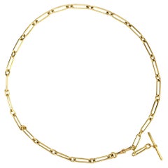 18 Karat Yellow Gold Albert Watch Link Chain Necklace