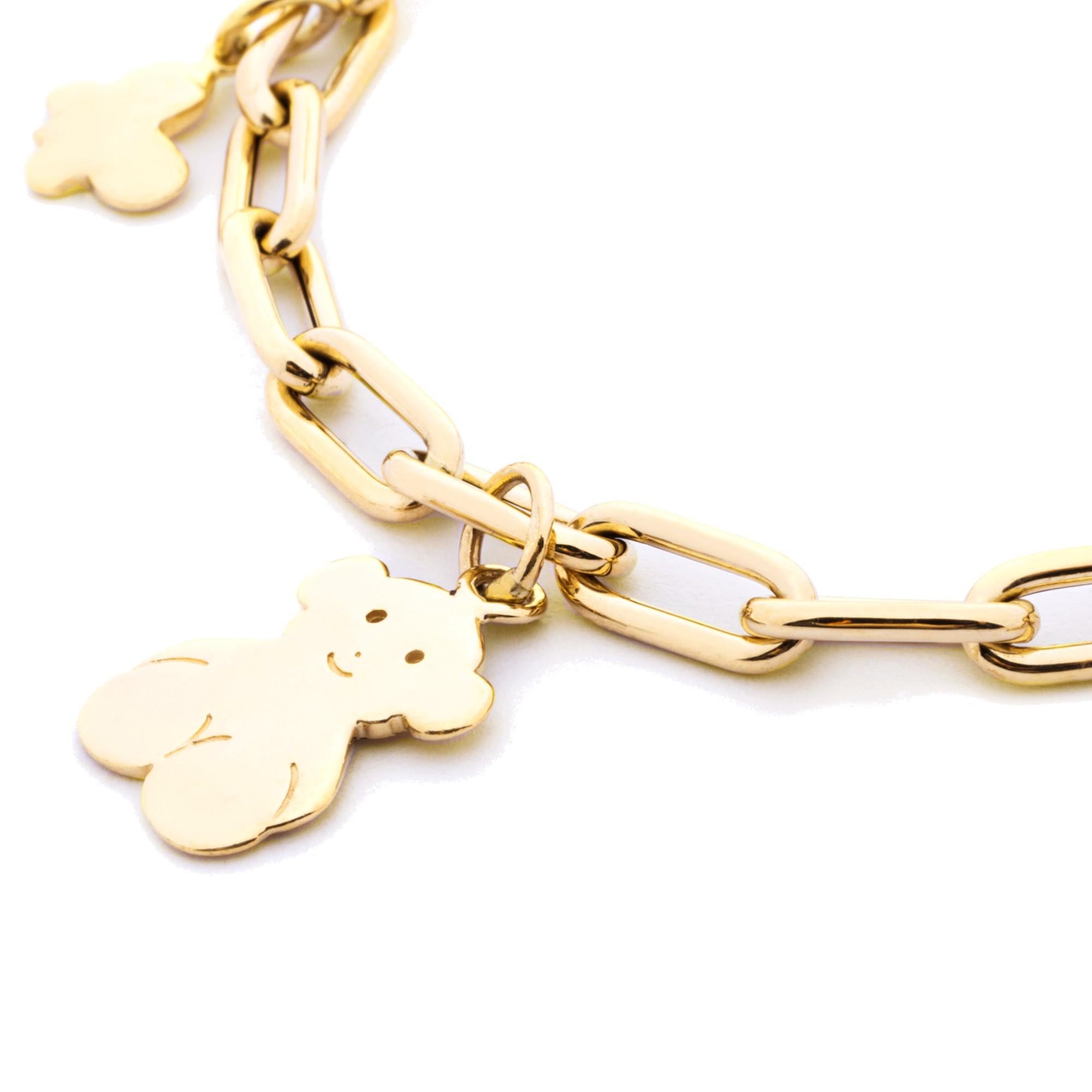 Alex Jona 18 Karat Yellow Gold Animal Charm Chain Bracelet In New Condition For Sale In Torino, IT