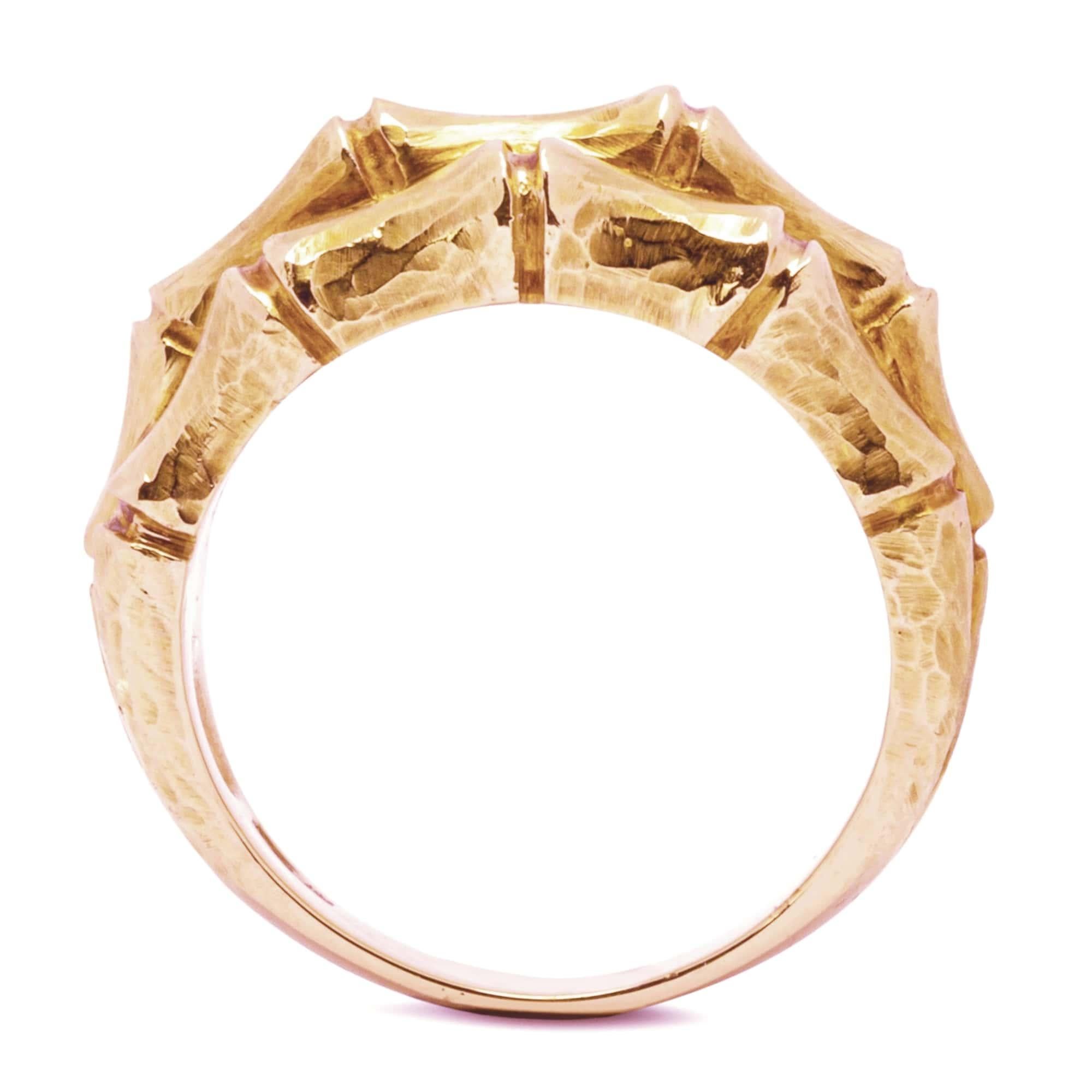 Alex Jona 18 Karat Yellow Gold Bamboo Band Ring In New Condition In Torino, IT