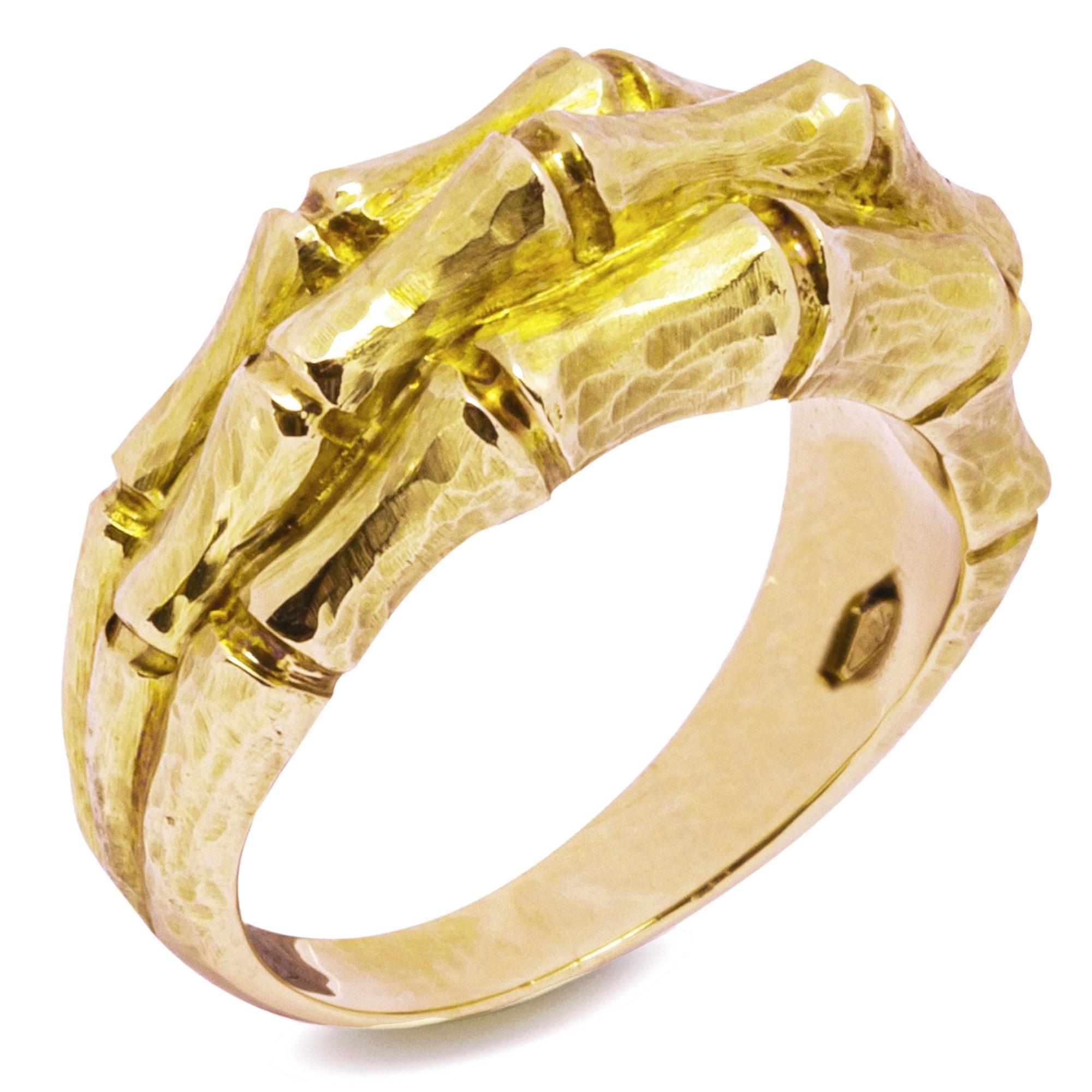 Alex Jona 18 Karat Yellow Gold Bamboo Band Ring For Sale