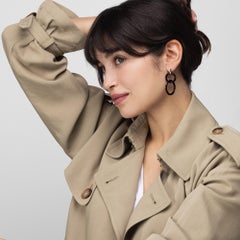 Alex Jona 18 Karat Yellow Gold Black Agate Interlocking Hoops Pendant Earrings