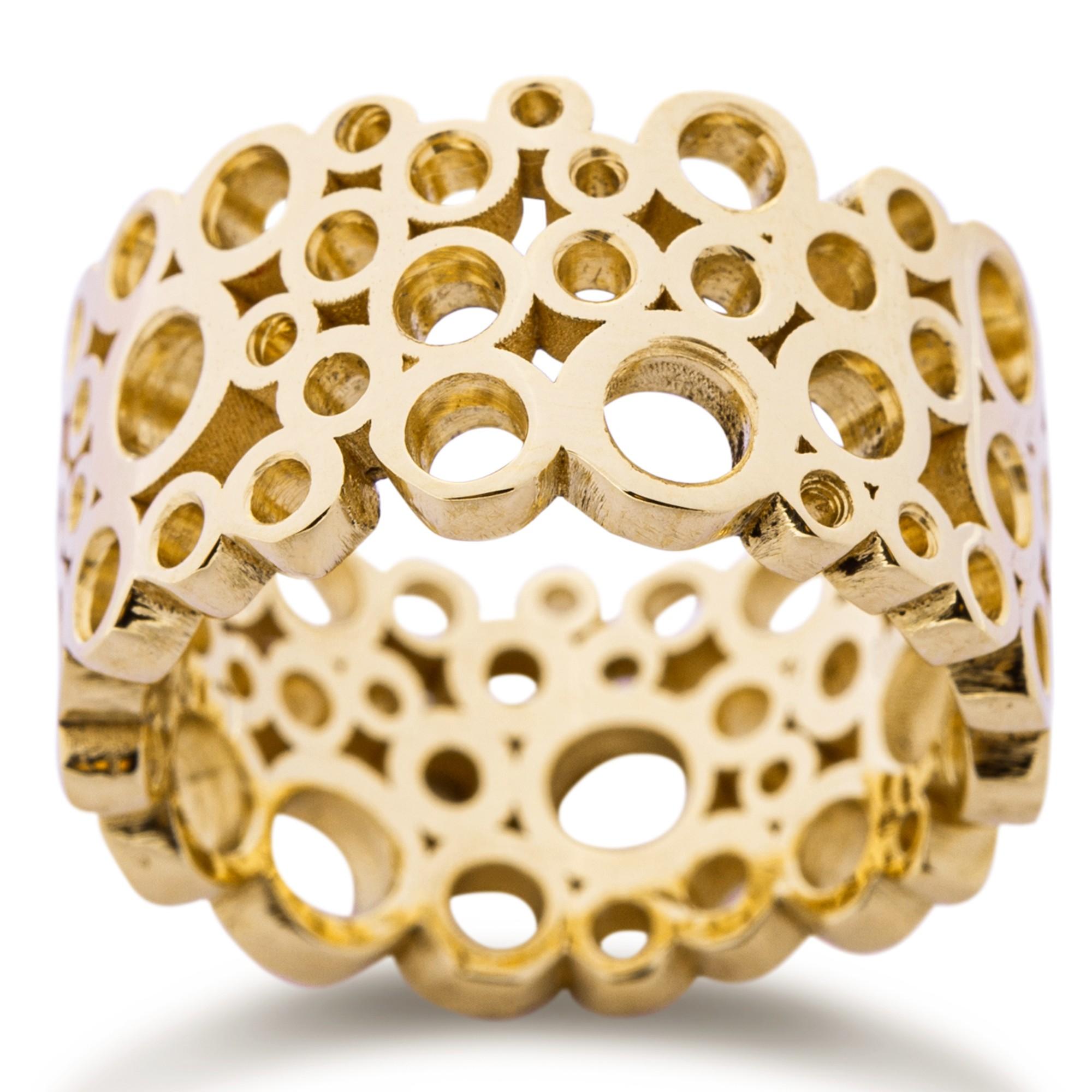 Alex Jona 18 Karat Yellow Gold Bollicine Open Band Ring In condizioni Nuovo in vendita a Torino, Piedmont
