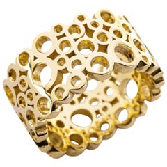 Alex Jona 18 Karat Yellow Gold Bollicine Open Band Ring