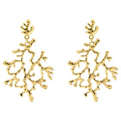 Alex Jona 18 Karat Yellow Gold Branch Pendant Earrings