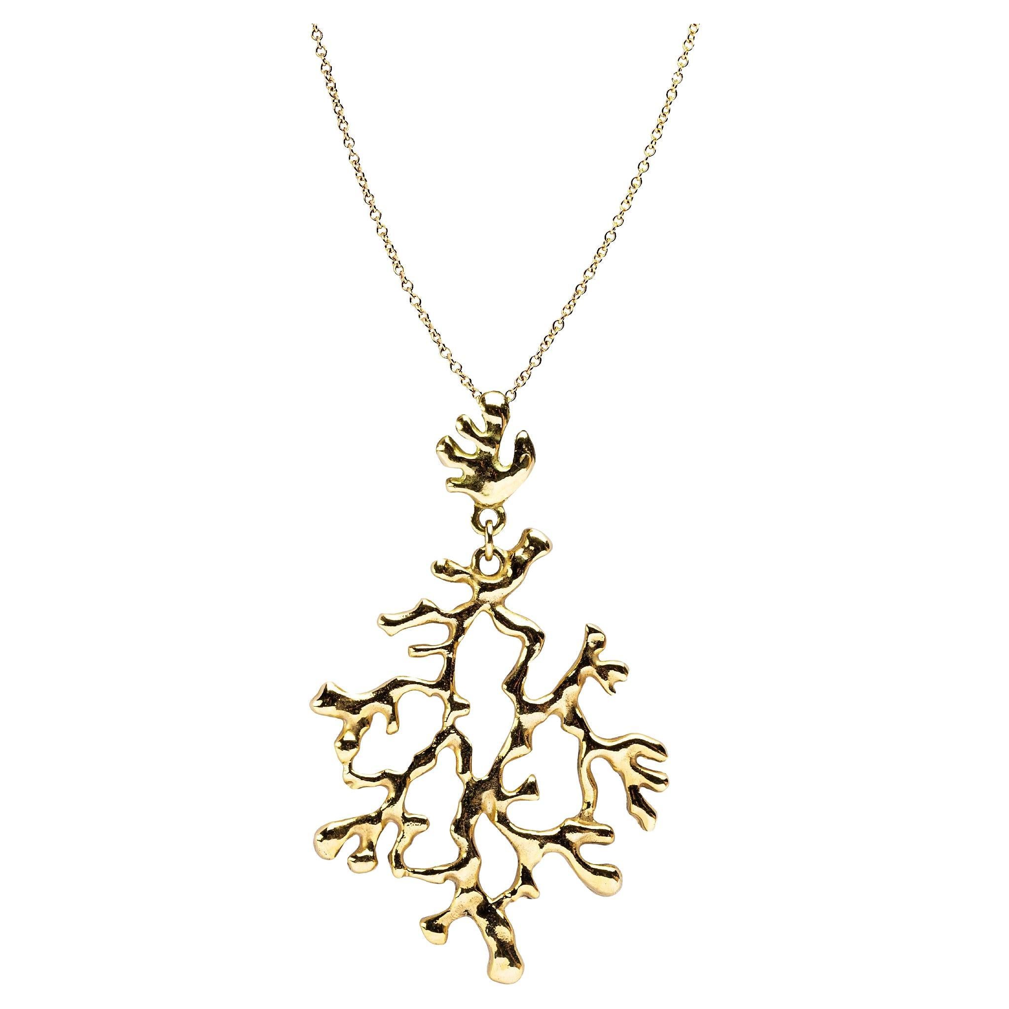 Collana con ciondolo Branch di Alex Jona in oro giallo 18 kt. in vendita