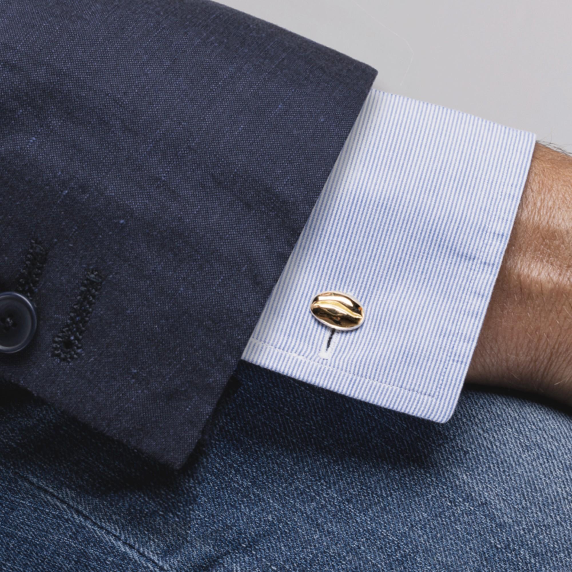 Alex Jona 18 Karat Yellow Gold Coffee Bean Cufflinks In New Condition For Sale In Lugano, CH